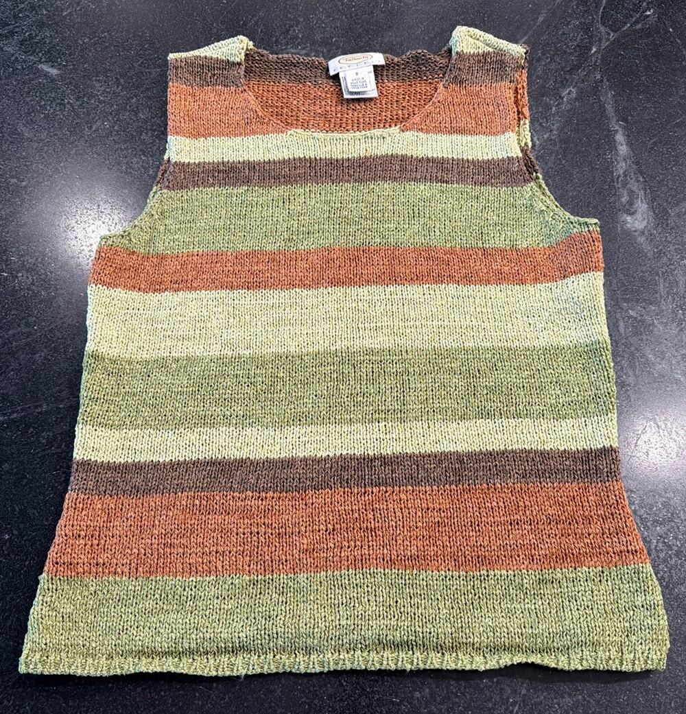 Talbots Petites vertical stripe knit tank SM